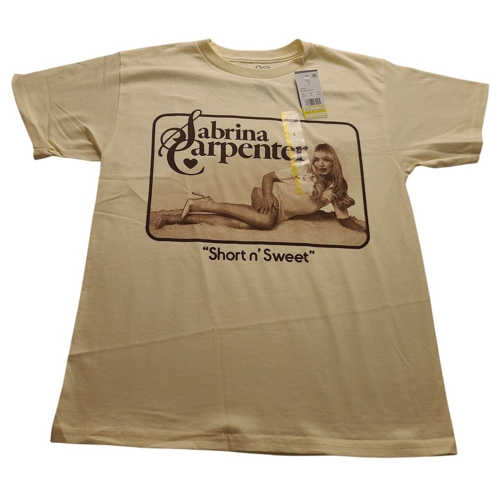 Sabrina Carpenter‎ Short n Sweet Cream Graphic T-Shirt Women's Small New NWT